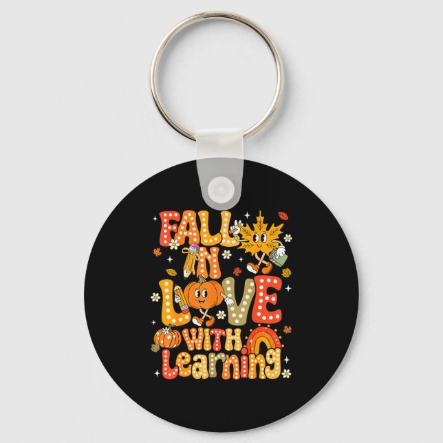 Fall In Love With Learning Autumn Thanksgiving Pum Key Ring (Front)