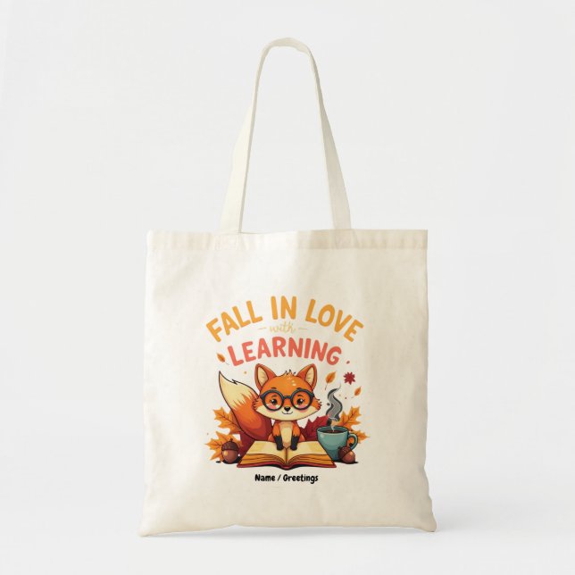 Fall in Love with Learning Funny Halloween Design  Tote Bag (Front)