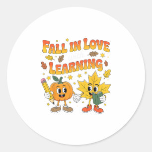 Fall In Love With Learning Prek Kindergarten Fall Classic Round Sticker