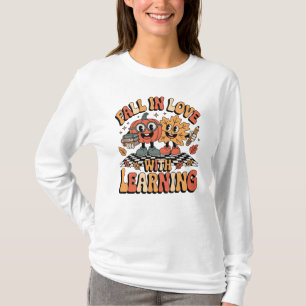 Fall In Love With Learning Retro Teacher Pumpkin T-Shirt
