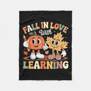 Fall In Love With Learning Thanksgiving Teacher Au Fleece Blanket