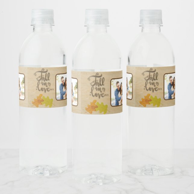 Fall in Love with Picture Autumn Theme Water Bottle Label (Bottles)