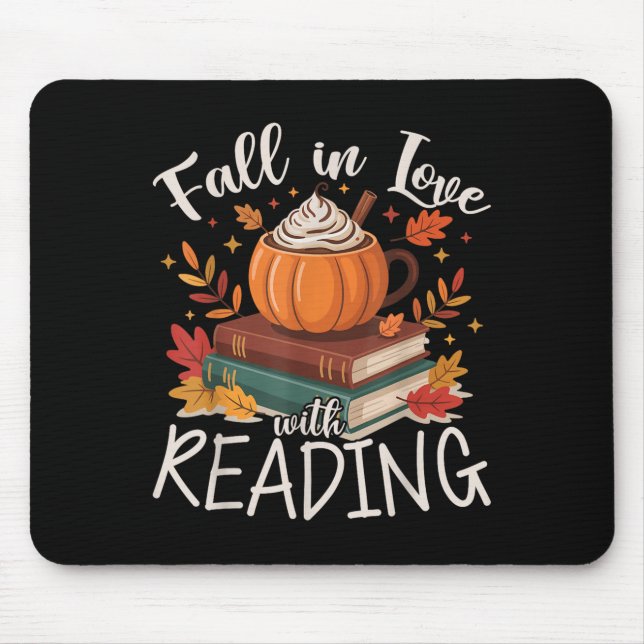 Fall In Love With Reading Autumn Librarian Cute Bo Mouse Pad (Front)