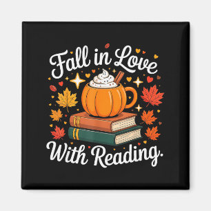 Fall In Love With Reading Autumn Pumpkin Mug Book  Magnet