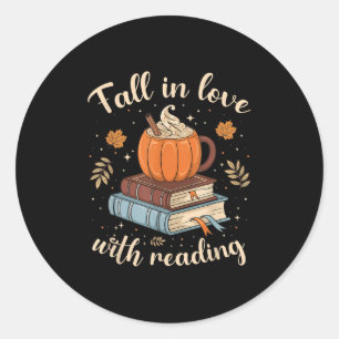 Fall In Love With Reading Book Autumn Pumpkins And Classic Round Sticker