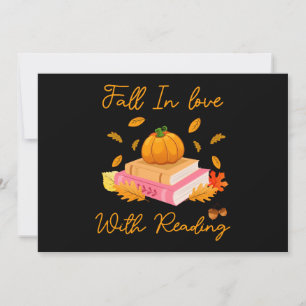 Fall In Love With Reading Book Autumn Pumpkins Invitation