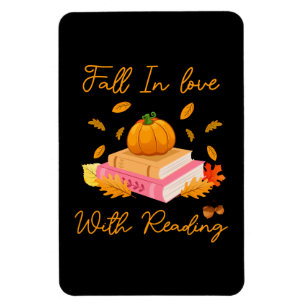 Fall In Love With Reading Book Autumn Pumpkins Magnet