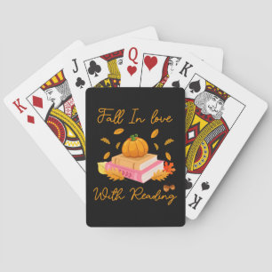 Fall In Love With Reading Book Autumn Pumpkins Playing Cards