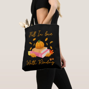 Fall In Love With Reading Book Autumn Pumpkins Tote Bag