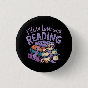 Fall in Love with Reading Cosy Books Autumn Vibes 3 Cm Round Badge