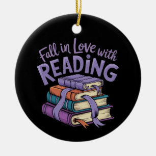 Fall in Love with Reading Cosy Books Autumn Vibes Ceramic Tree Decoration
