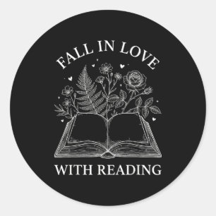 Fall In Love With Reading Floral Book Lover Valent Classic Round Sticker