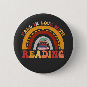Fall in Love With Reading Funny Book Reading Lover 6 Cm Round Badge