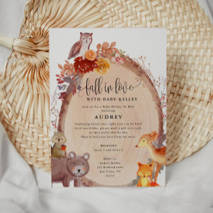 Fall in Love Woodland Animals, Baby Shower by Mail Invitation