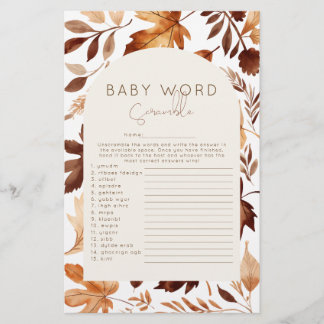 Fall In Love 'Word Scramble' Baby Shower Game