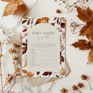 Fall In Love 'Word Scramble' Baby Shower Game Poster