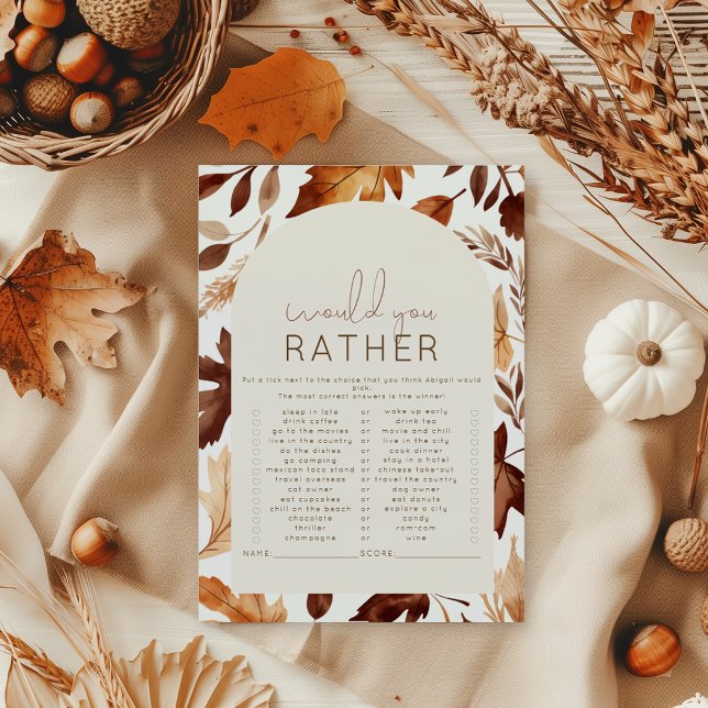 Fall In Love Would She Rather Baby Shower Game Poster (Creator Uploaded)