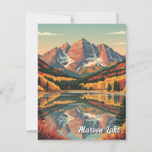 Fall in Maroon Lake Colorado Travel Postcard