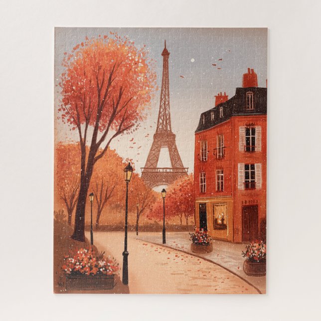 Fall in Paris Autumn Leaves Jigsaw Puzzle (Vertical)