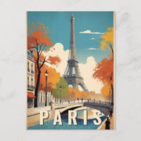 Fall in Paris France Eiffel Tower Retro Travel