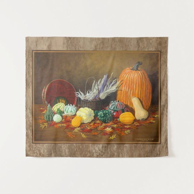 Fall “In Season” Fine Art Still Life Tapestry (Front (Horizontal))