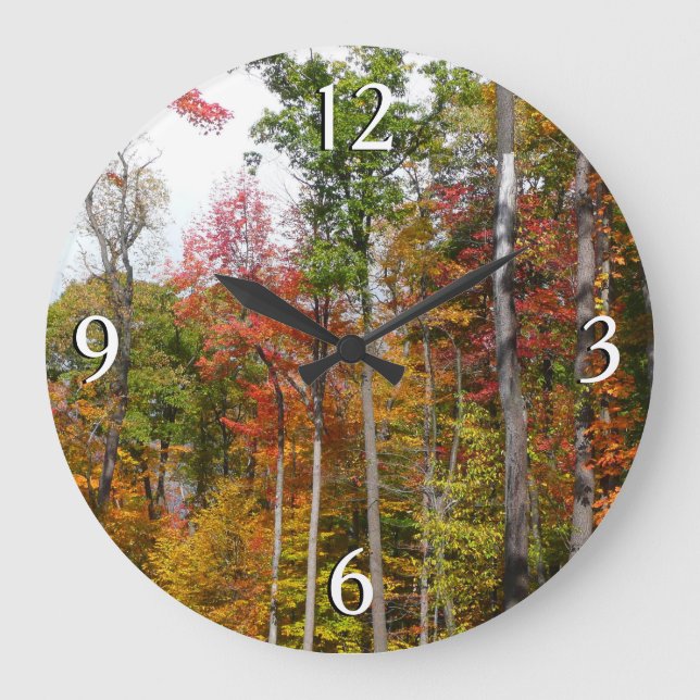 Fall in the Forest Colourful Autumn Photography Large Clock (Front)