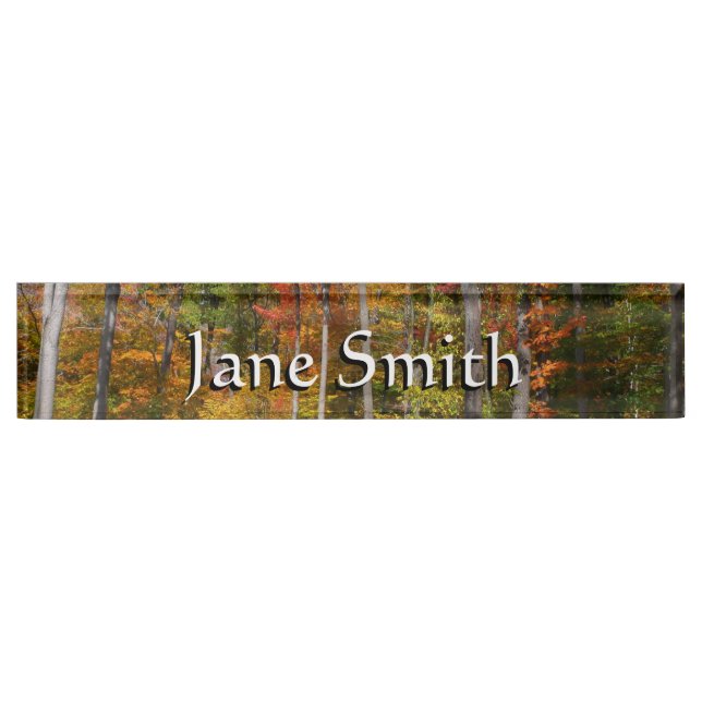 Fall in the Forest Colourful Autumn Photography Nameplate (Front)