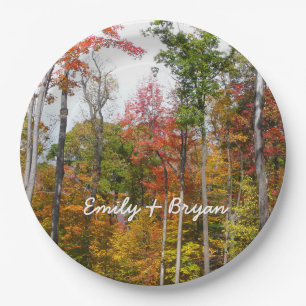 Fall in the Forest Colourful Autumn Photography Paper Plate