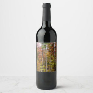 Fall in the Forest Colourful Autumn Photography Wine Label