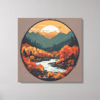 Fall In the Mountains Colourful Graphic Art
