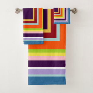 Fall Indian Corn Colours Geometric Bath Towel Set