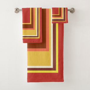 Fall Indian Corn Yellow Brown Red White Geometric Bath Towel Set