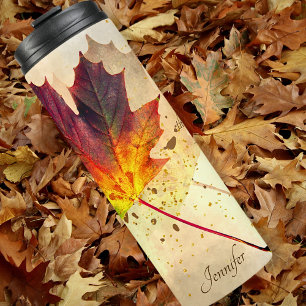 Fall Inspirational Quote Personalised Maple Leaf Thermal Tumbler