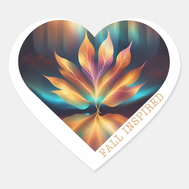 Fall Inspired Aurora Heart Sticker (Front)