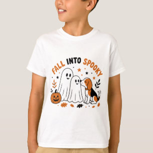 Fall Into Spooky Ghost Design T-Shirt