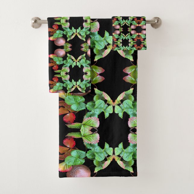 Fall Into Strawberry Season Backyard Garden Photo Bath Towel Set (Insitu)