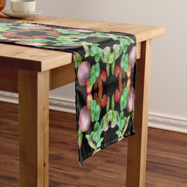 Fall Into Strawberry Season Backyard Garden Photo Short Table Runner (In Situ)