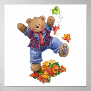 Fall is Fun Bear Poster