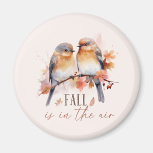 Fall Is In The Air – Cute Birds & Autumn Leaves Magnet