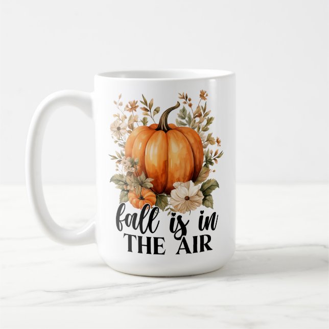 FALL IS IN THE AIR PRETTY AUTUMN PUMPKINS COFFEE MUG (Left)