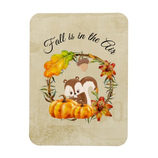 Fall is in the Air Typography with Squirrel Magnet (Vertical)
