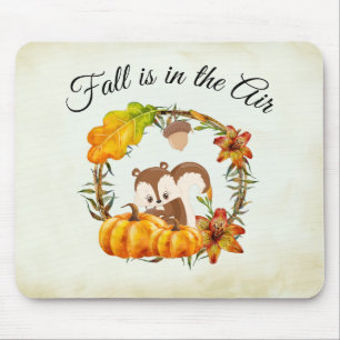 Fall is in the Air Typography with Squirrel Mouse Pad