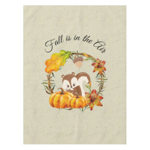 Fall is in the Air Typography with Squirrel Tablecloth