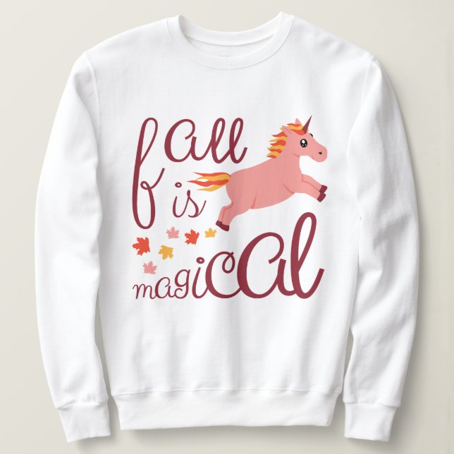 Fall Is Magical Peach Unicorn Sweatshirt (Design Front)