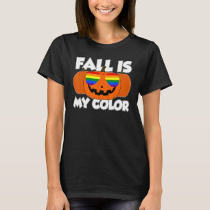 Fall Is My Colour Thanksgiving Pumpkin LGBTQ Glass T-Shirt