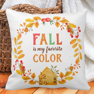 Fall is my Favourite Colour Autumn Leaves Berries Cushion