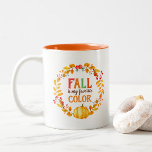 Fall is my Favourite Colour Autumn Leaves Pumpkin Two-Tone Coffee Mug