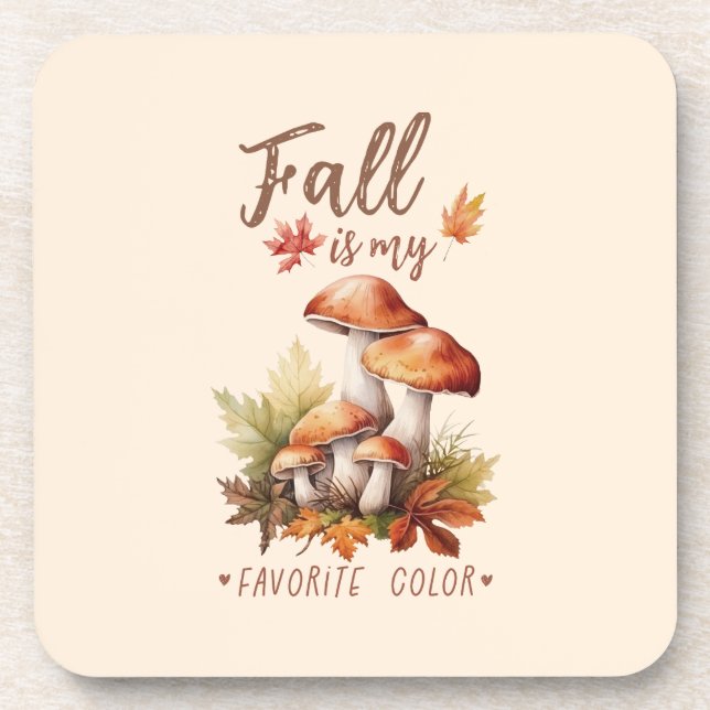 Fall Is My Favourite Colour – Mushrooms & Leaves Coaster (Front)
