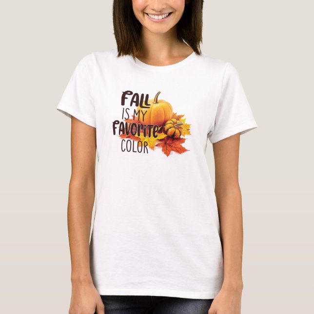 Fall Is My Favourite Colour – Pumpkins & Leaves T-Shirt (Front)