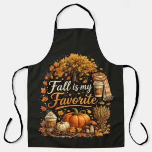 Fall is My Favourite Cosy Autumn Pumpkins Leaves Apron